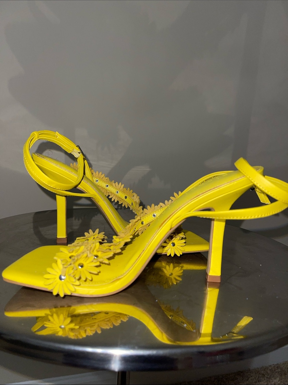 Gianni Bini Yellow Floral Embellished Stiletto Sandals